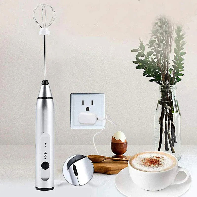 2-in-1 USB Rechargeable Milk Frother & Egg Beater – 3-Speed Handheld Electric Foam Maker