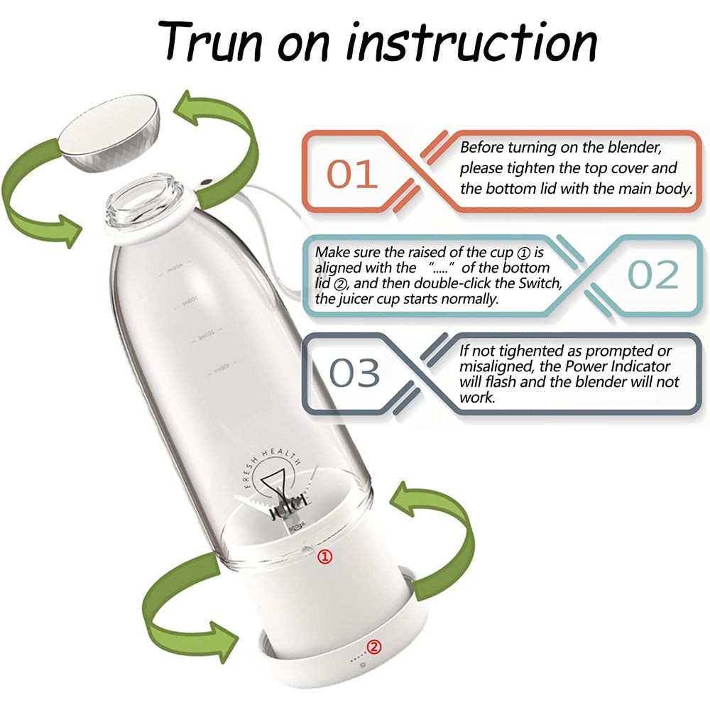 Portable Powerful Rechargeable 380ml Juicer Blender
