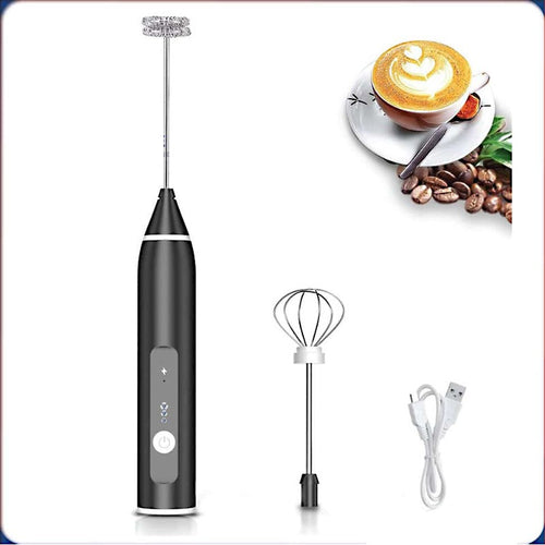 2-in-1 USB Rechargeable Milk Frother & Egg Beater – 3-Speed Handheld Electric Foam Maker