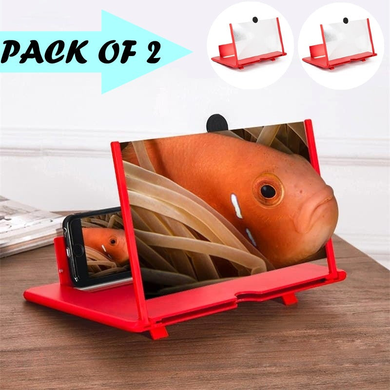 Pack Of 2 Foldable 3D Screen Magnifier Holder Stands For Mobile Phones