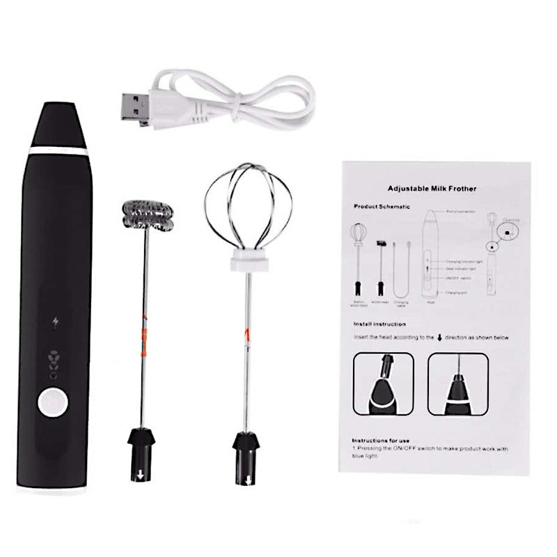2-in-1 USB Rechargeable Milk Frother & Egg Beater – 3-Speed Handheld Electric Foam Maker