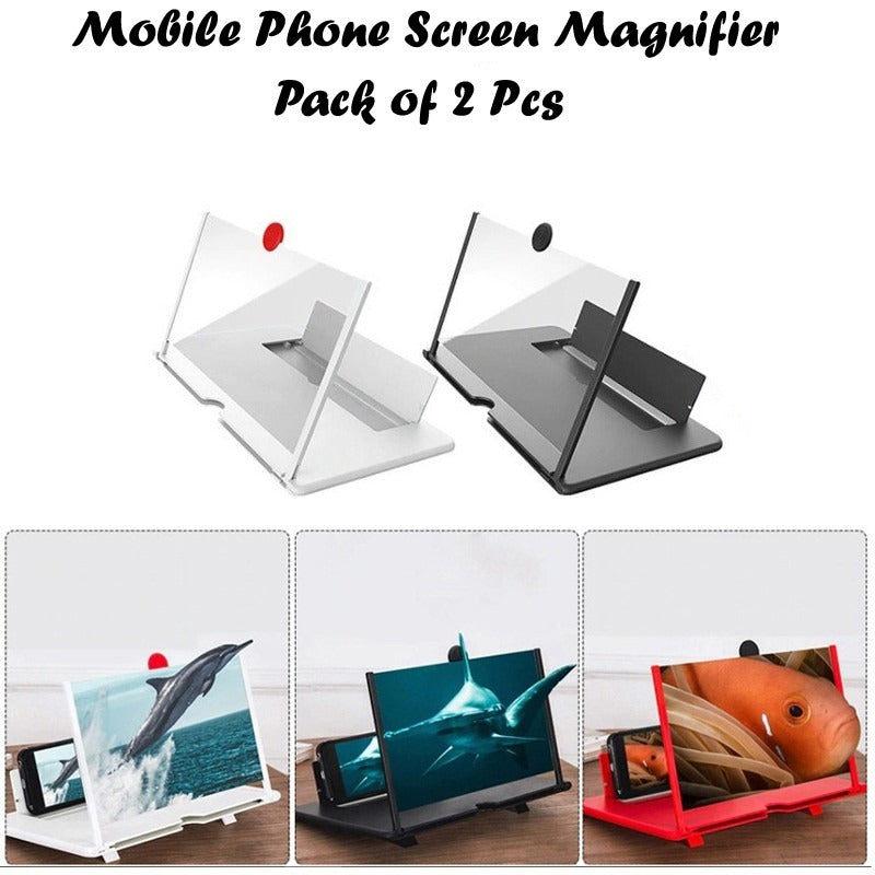 Pack Of 2 Foldable 3D Screen Magnifier Holder Stands For Mobile Phones