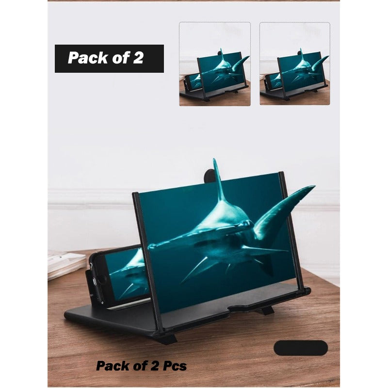 Pack Of 2 Foldable 3D Screen Magnifier Holder Stands For Mobile Phones