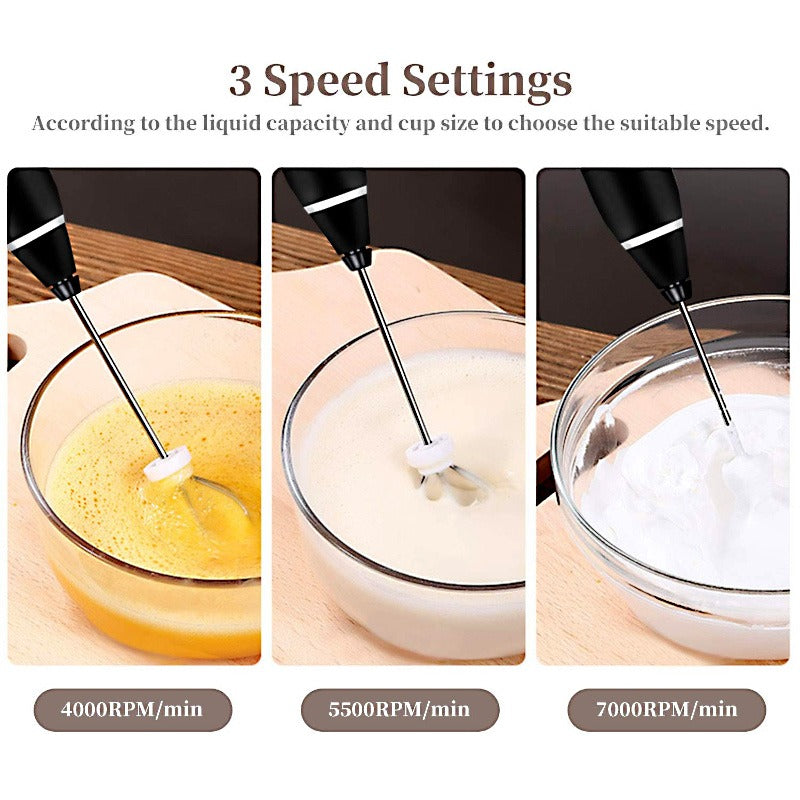 2-in-1 USB Rechargeable Milk Frother & Egg Beater – 3-Speed Handheld Electric Foam Maker
