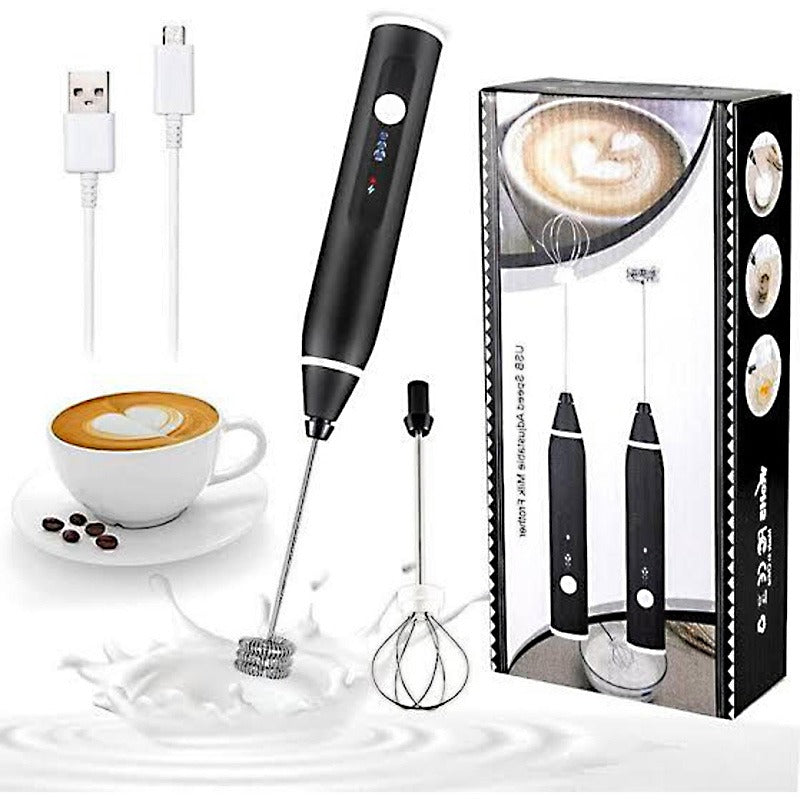 2-in-1 USB Rechargeable Milk Frother & Egg Beater – 3-Speed Handheld Electric Foam Maker